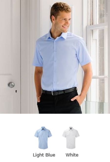 Russell Collection 963M Men's Short Sleeve Herringbone Shirt - Click Image to Close